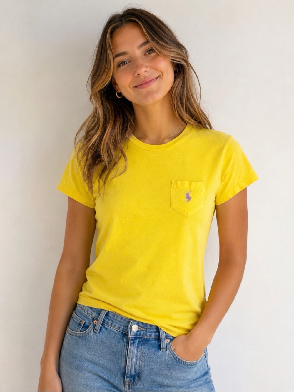Ralph Lauren Sport Pocket Tee Shirt Pony Logo Women’s M Preppy Fitted Classic